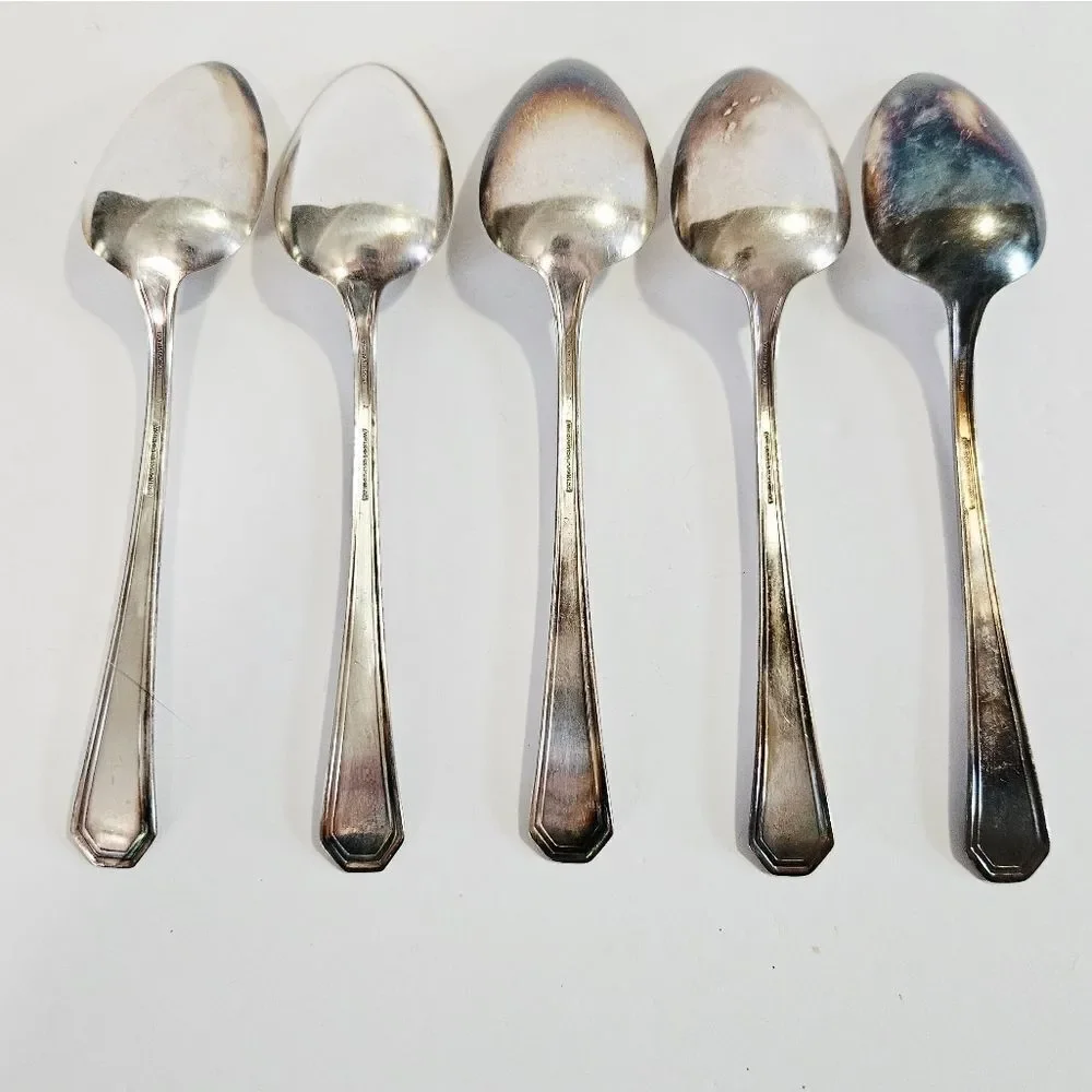 Antique WM Rogers & Son AA Silver Plated 1923 Mayfair Pattern Spoon Set of Five